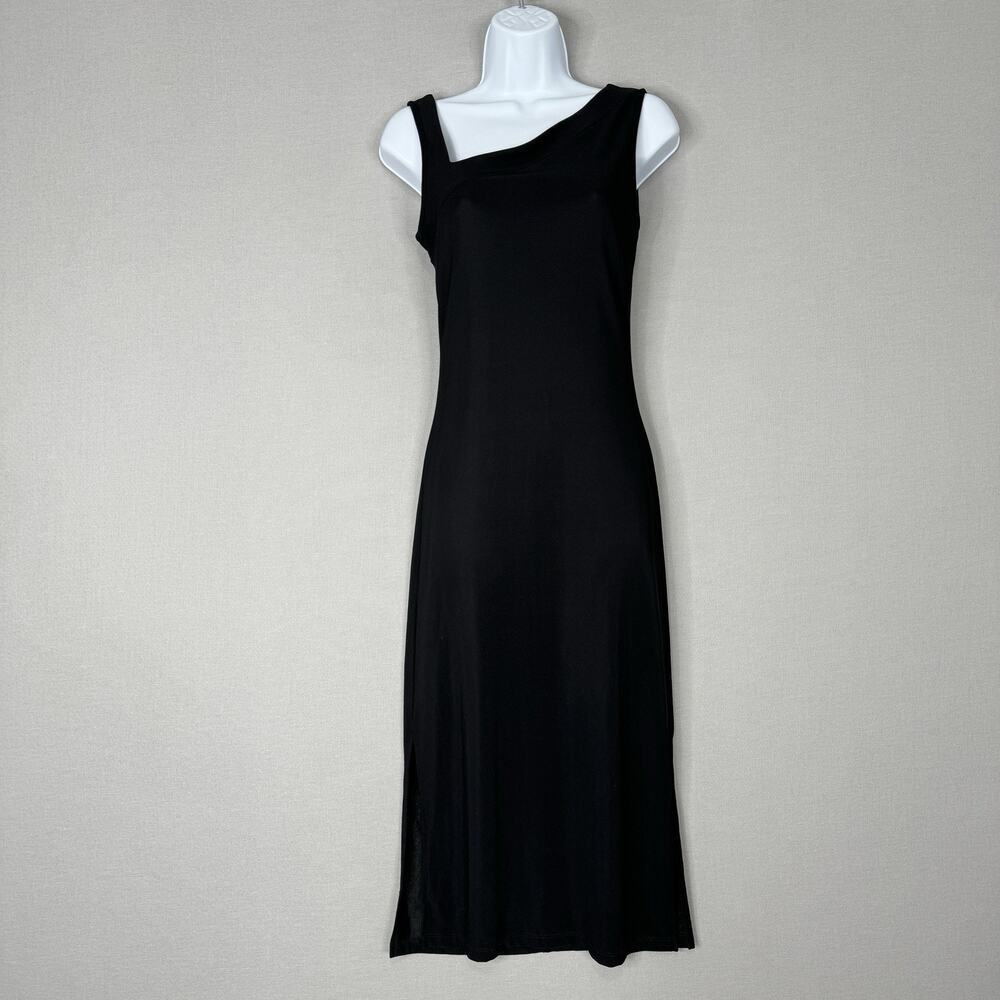 Vintage Necessary Objects Womens Dress Small Black Asymmetri Midi Whimsigoth Y2K